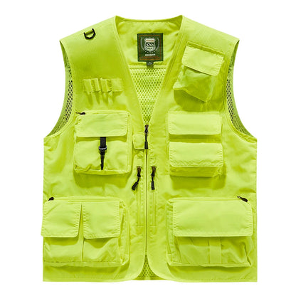S-7XL Multi Pocket Work Vest for Men Women Volunteer Working Uniforms Logo Printing Fishing Photography Workwear Vest