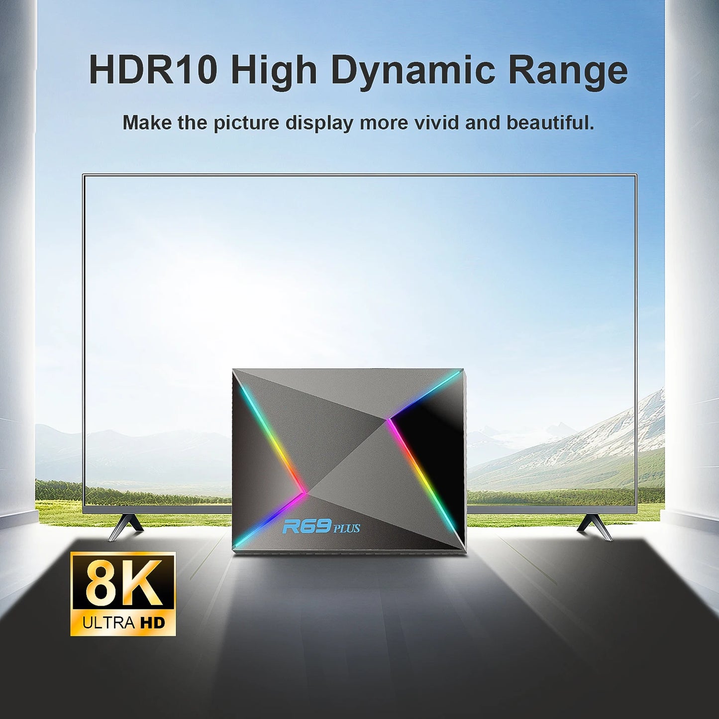 R69 Plus TV Box Android14 Ultra Voice Control HDR10 8K Allwinner H728 Octa Core 1000M LAN WIFI 6 BT5.0 Media Player Set Top Box