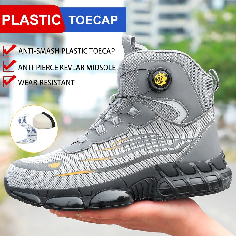 2026 High-Top Rotating Buckle Safety Shoes for Men and Women, Labor Protection Shoes, Protective Shoes, Work Shoes, Shock-Resist