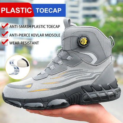 2026 High-Top Rotating Buckle Safety Shoes for Men and Women, Labor Protection Shoes, Protective Shoes, Work Shoes, Shock-Resist