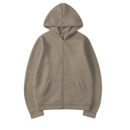 2025New Trendy Sweatshirt Coat Front Pockets Warm Zipper Lamb Wool Jacket Men and Woman Autumn Winter Pure Color Cardigan Hoodie