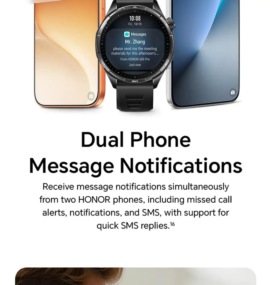 Honor Watch 6 New Smartwatch 1.46' AMOLED Battery Lasts up to 35 Days More than 120 Fitness and Health Modes 5ATM Waterproof, IP69 Protection, Bluetooth 5.4