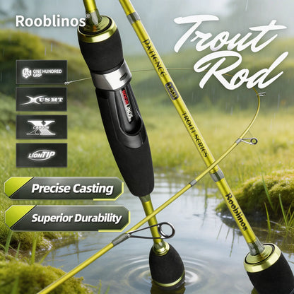ROOBLINOS Ultralätt Öringspö 1,85m – 27T Kolfiber Fast Action Spinning 2026, Grön/Ljusgrön