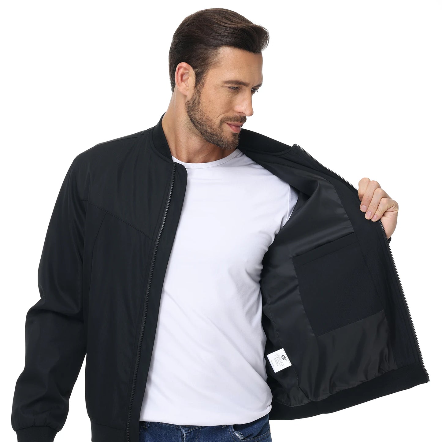 Men's Lightweight Windbreaker Jacket Causal Fashion Stylish BaseBall Coat with Side Inner Pocket for Work Golf Fishing