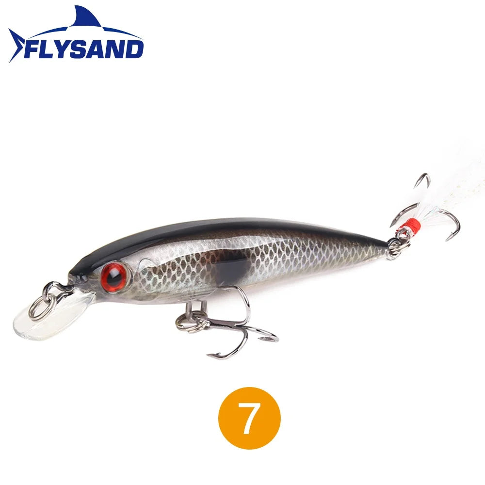 FLYSAND Laser Minnow Fishing Lure Pesca Hooks Fish Wobbler Tackle Crankbait Artificial Japan Hard Bait 90mm 7.2g Swimbait 1PCS