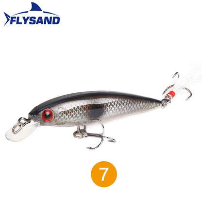 FLYSAND Laser Minnow Fishing Lure Pesca Hooks Fish Wobbler Tackle Crankbait Artificial Japan Hard Bait 90mm 7.2g Swimbait 1PCS