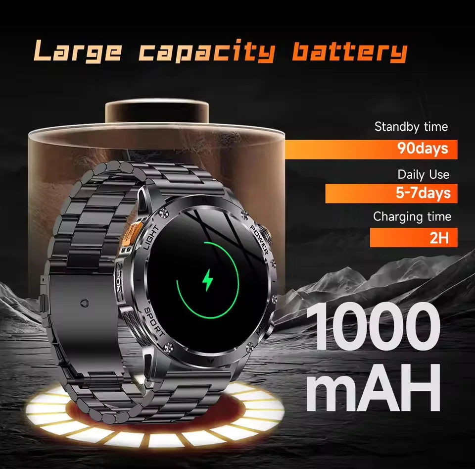 New Military T-Rex 3 Ultra 1000mAh Battery Smart Watch IP68 Waterproof Fitness Track Flashlight Heart Rate Sports Smartwatch Men