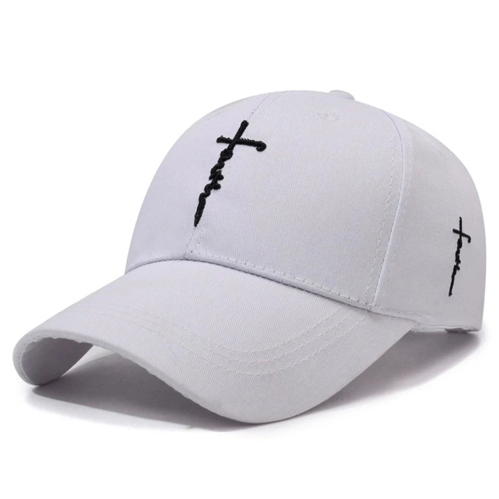 Casual Baseball Cap with English Cross Embroidery Adjustable Hat for Men Women Teens
