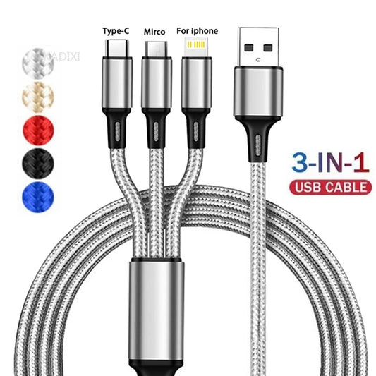KADIXI 3-i-1 multi-laddkabel för iOS, Android och USB-C