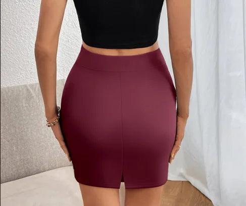 Women's Curvy-Friendly Bodycon Mini Skirt - High Waist Stretchy Fabric, Tight Fit Silhouette, Multiple Colors
