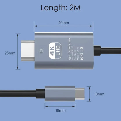 USB-C till HDMI-kabel 2 m – välj 4K 30 Hz eller 60 Hz