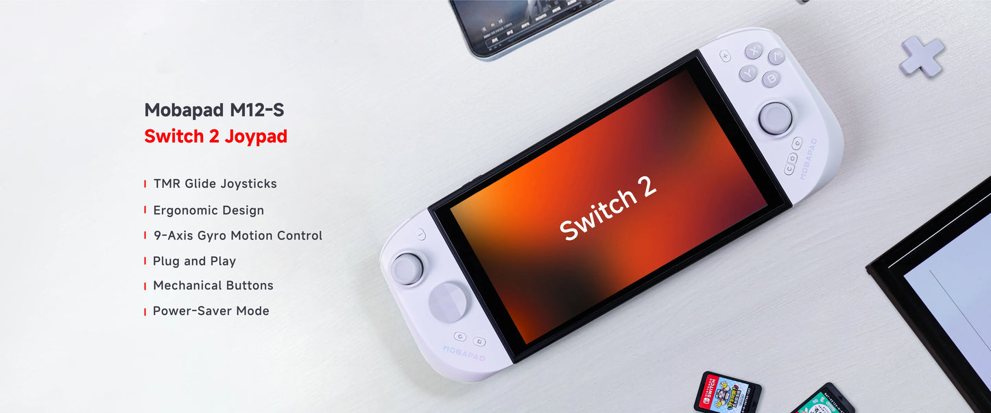 MOBAPAD M12 S Gaming Controller for Switch 2 with TMR Sticks, Mechanical Buttons, 9-Axis Gyro Motion Control, Power-Saver Mode