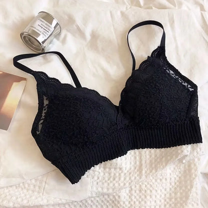 Lace Floral Embroidery Sexy Bra Comfortable Adjustable Women Underwear 3/4 Cup Wireless Girl Brassiere Bralette