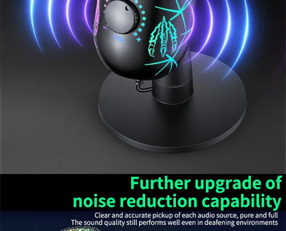 RGB Condenser Microphone with Breathing Light Desktop Mic Stand for Laptop PC Live Streaming Video Conference Online Game