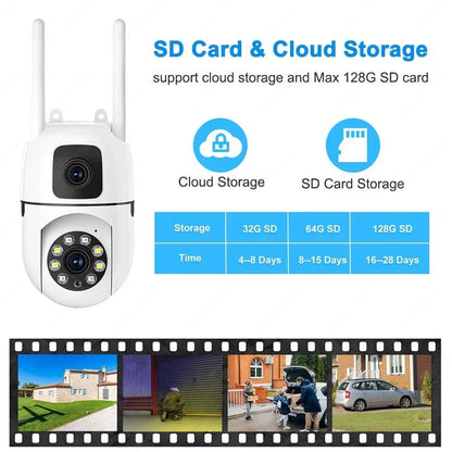 WiFi IP Camera Security Protection Dual Lens Dual Screen Wireless Indoor Monitor Auto Track PTZ CCTV Video Surveillance V380 Pro