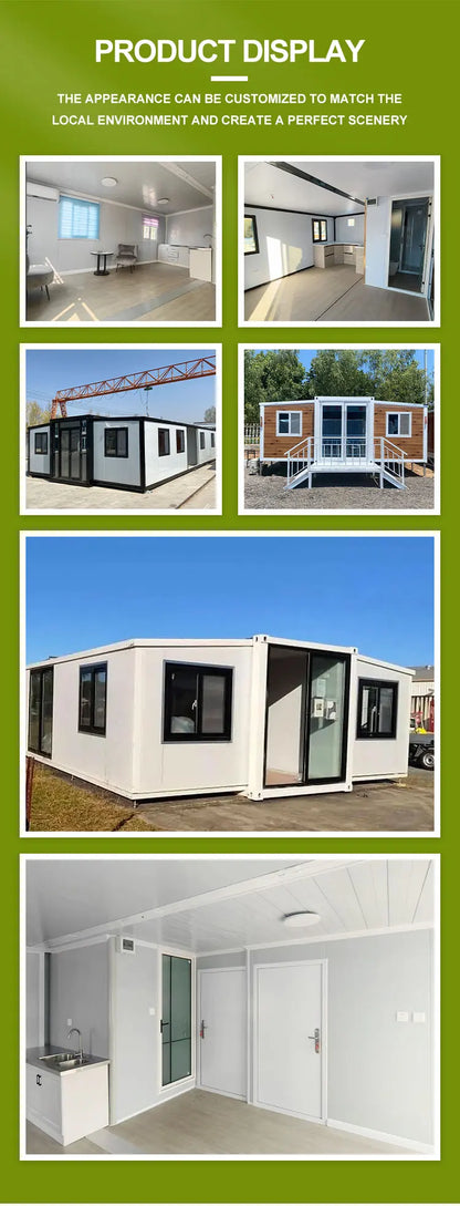 Expanderbar modulär containervilla med kök, tillgänglig i 20ft och 40ft