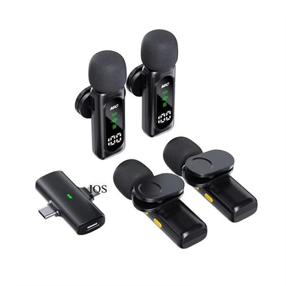Wireless Lavalier Microphone Mini Mic For iPhone Android Portable Audio Video Recording Live Broadcast Gaming With 4 Receive Mic