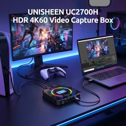 Unisheen UC2700H capture card med 4K 60 Hz-inspelning och HDMI-genomgång