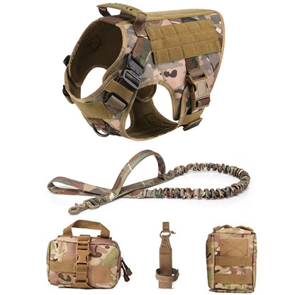 Taktisk Militärhundsele & Koppelset – För Schäfer, Golden Retriever & Stora Raser, S–XL