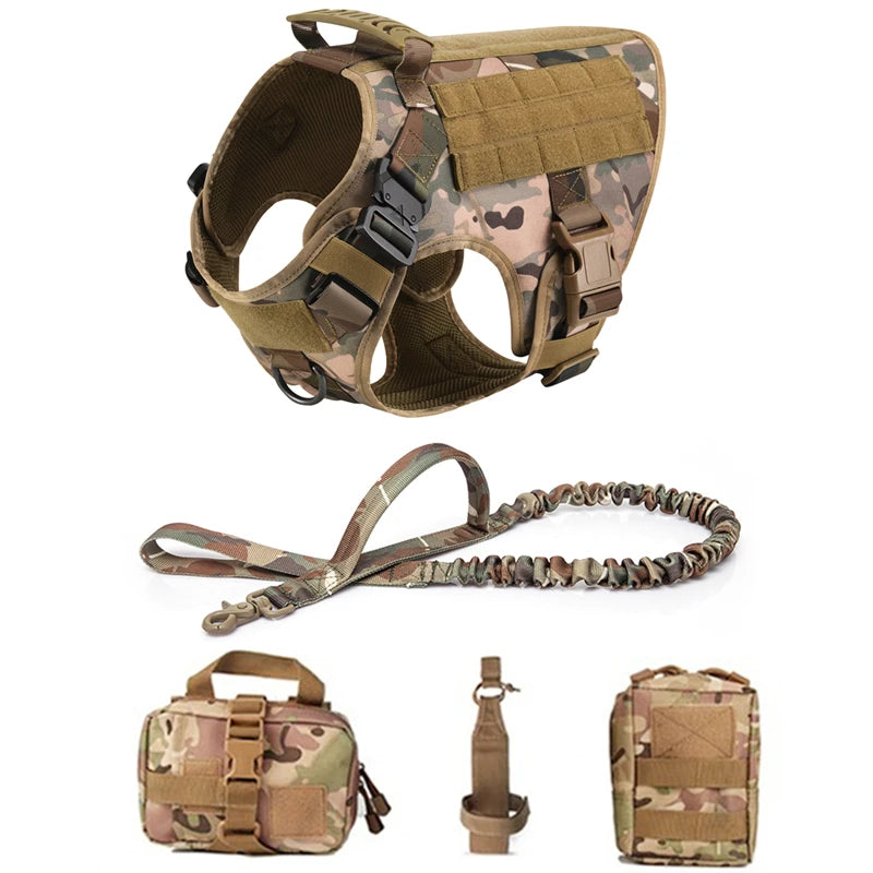 Taktisk Militärhundsele & Koppelset – För Schäfer, Golden Retriever & Stora Raser, S–XL