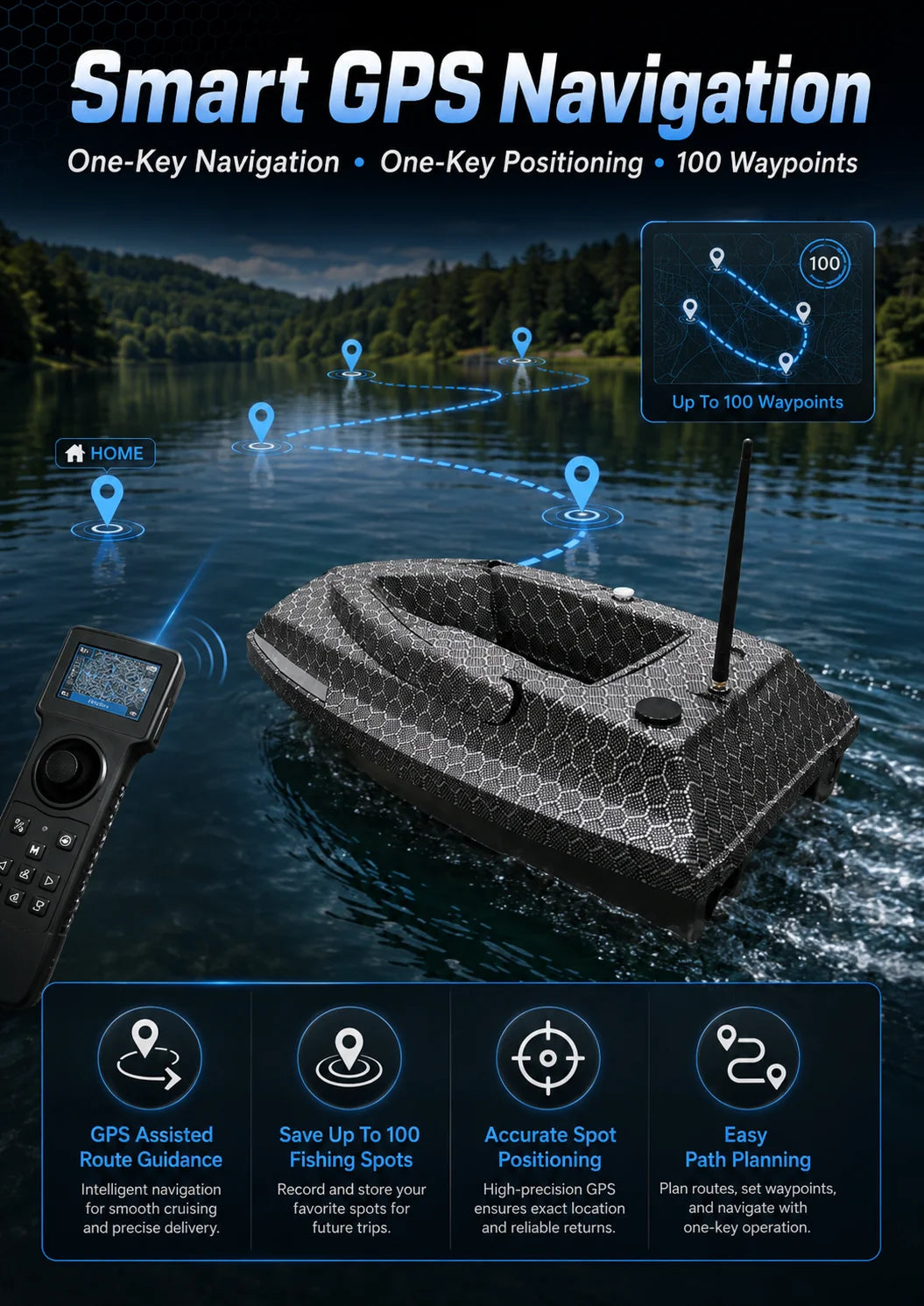 D50B GPS-styrd mäskbåt med GPS- och BeiDou-positionering