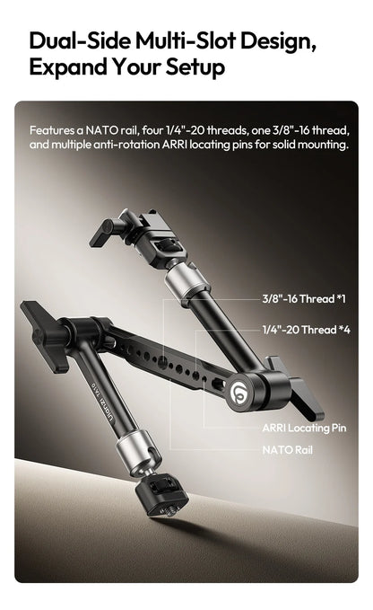 Ulanzi TA10 43cm Magic Articulating Arm with 1/4" 3/8" Screw Hole Mount NATO 3 Section for DSLR Monitor Light Camera Accessories