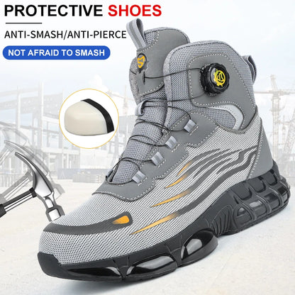 2026 High-Top Rotating Buckle Safety Shoes for Men and Women, Labor Protection Shoes, Protective Shoes, Work Shoes, Shock-Resist