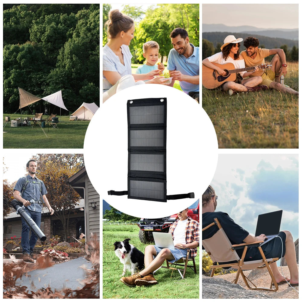 4-Fold Foldable Solar Panel Portable Solar Charger Outdoor Monocrystalline High-Efficiency Photovoltaic Charging