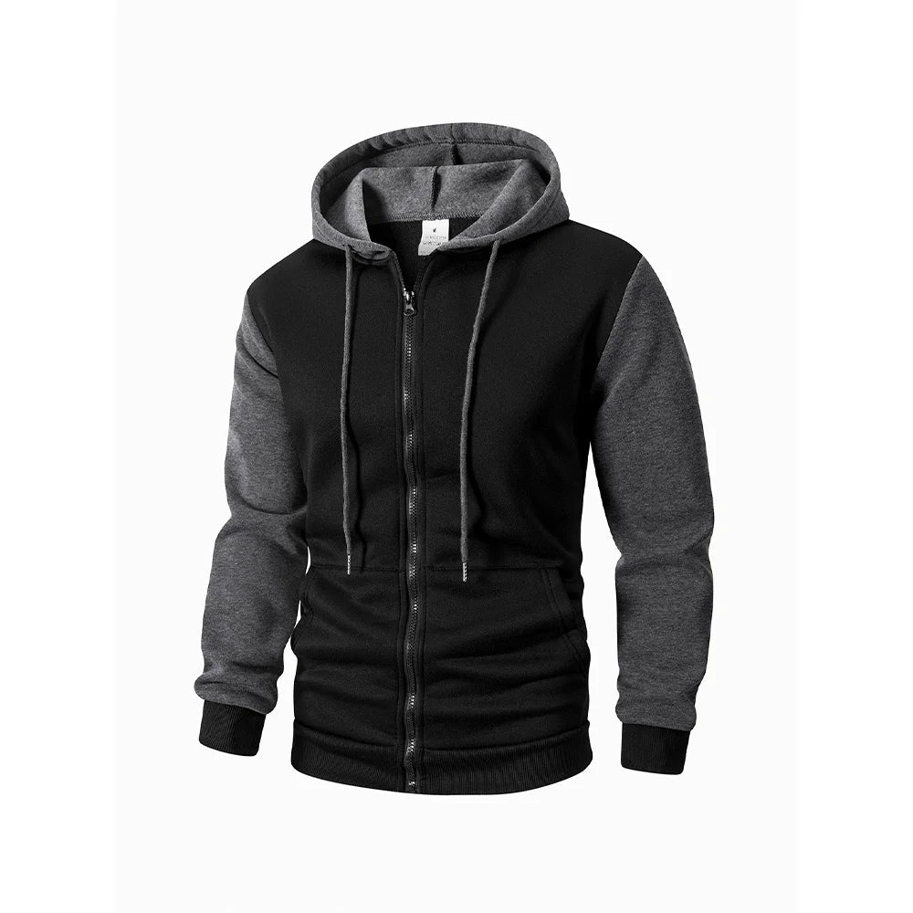 Herr Oversized Hoodie med Dragkedja – Casual Sweatshirtjacka, 3 Färger