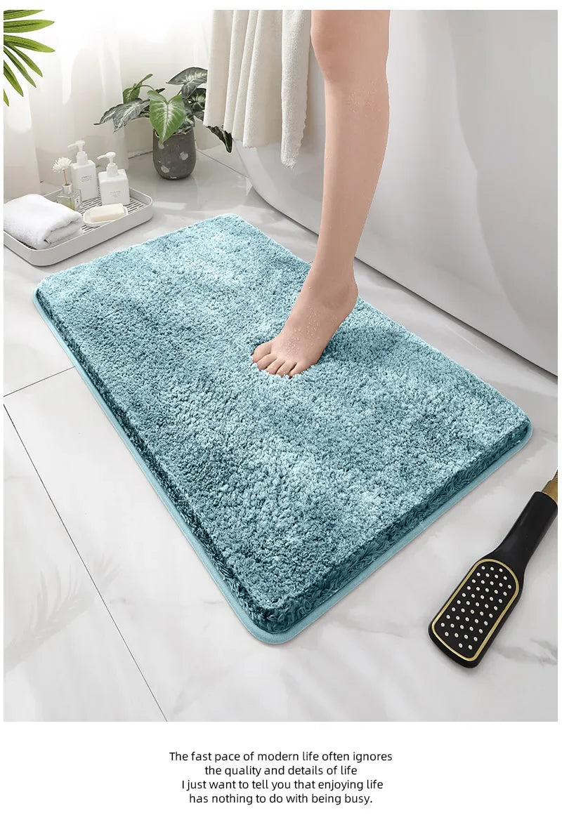 Rounded and thickened bathroom floor mat, bathtub absorbent mat, plush material, anti slip foot mat, entrance door mat, bathroom