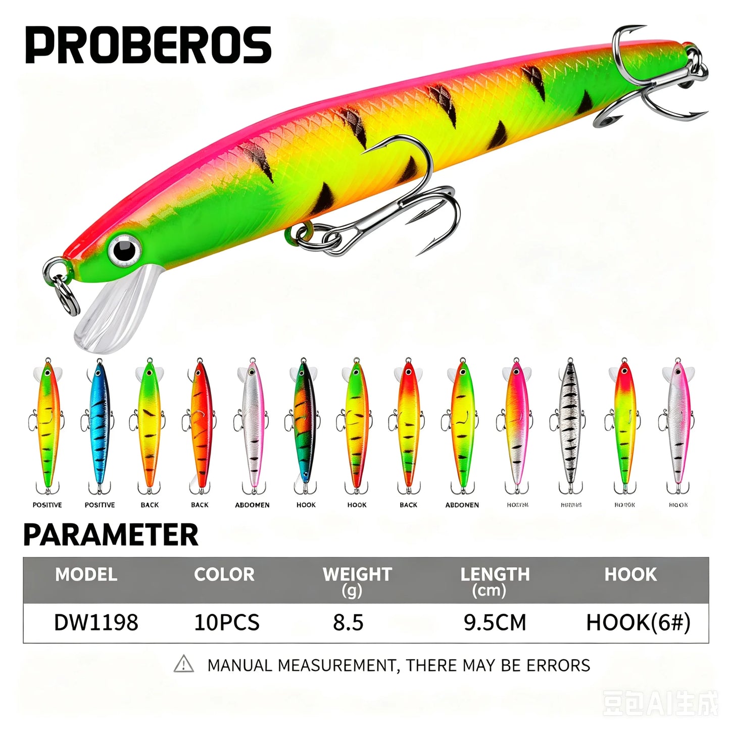 20PCS/Set Long Short Lip Minnow Lures Kit Crankbait Wobbler Bionic Bait for Pike Bass Sea Trout Freshwater Saltwater Pesca