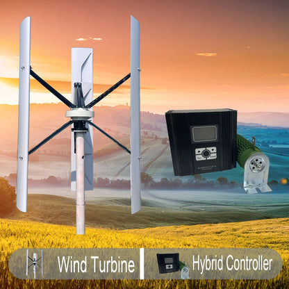 Vertikal Vindturbin 5kW/15kW/20kW 12V–220V – Permanent Magnet Generator Hushåll Camping Off-Grid, 5 Systemkonfigurationer