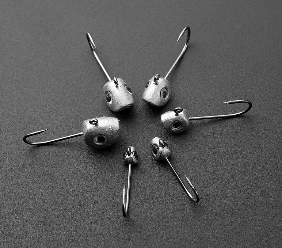 10pcs Mini Jig Head Hook 3D Eyes 0.5g 1g 2g 3g 4g 5g Bass Crappie Fishing Jig Hooks Soft Lure Worm Fishing Lure Hook