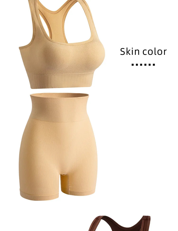 Dam Underkläderset – Sömlös BH & Trosor Crop Top Sport Yoga Fitness, 8 Färger M–XXL