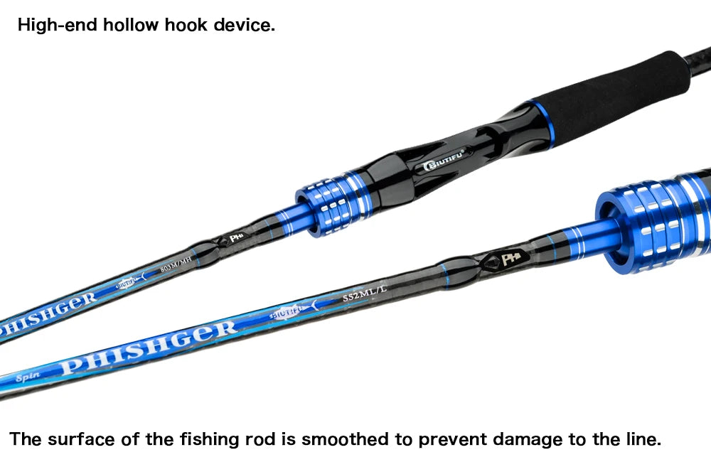 BIUTIFU Casting Spinning Lure Fishing Rods 1.68m 1.98m 2.1m 2.28m 2.4m 2.7m 3.0m 3.3m 2 Tips Baitcasting 3-80g Ultralight Fast Carbon Pole with Rod Tube Backpack For Seabass Bass Trout Pike