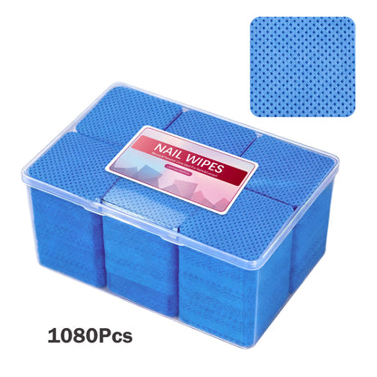 1080pcs Boxed Nail Art Lint-Free Eyelash Glue Wipes Paper Gel Polish Remover Clean Glue Cotton Pads Beauty Cleaning Tools
