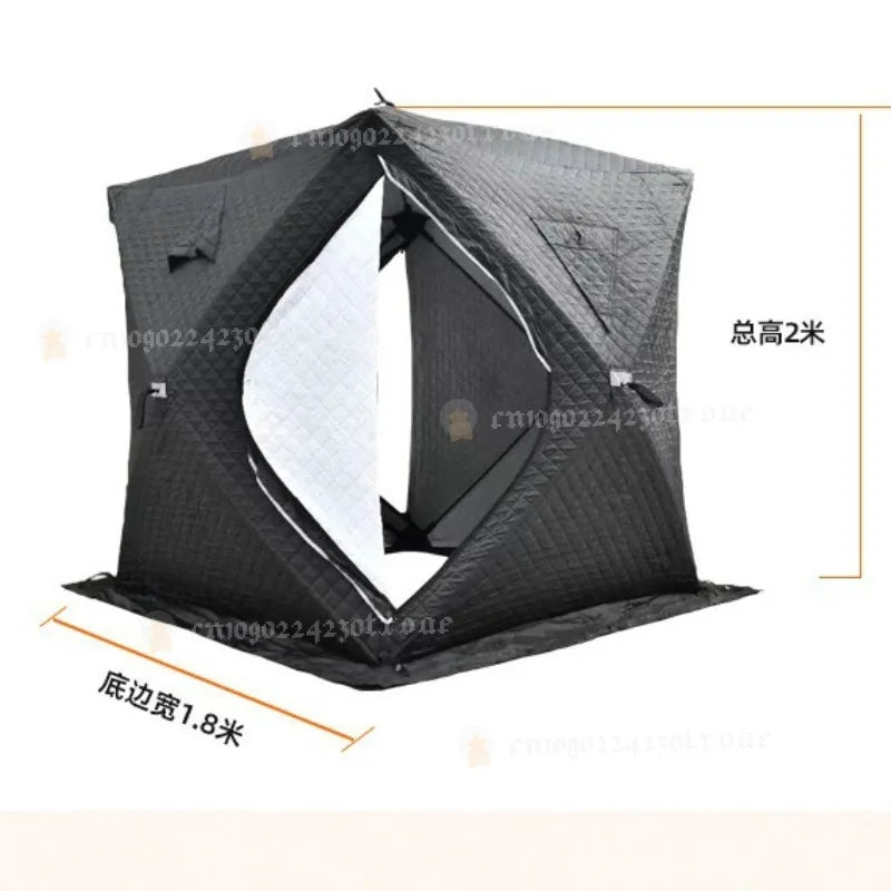 Outdoor 3-4 Person 4 Season Sauna House with Thickened Winter Ice Fishing Tent Large Window/chimney Mouth quick Open Portable