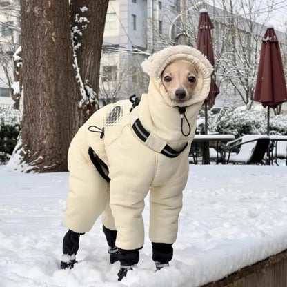 Trendy Waterproof Winter Dog Jumpsuit Thickened Full Cover Big Dog Clothes Fleece Warm Big Pet Supplies Large Dog