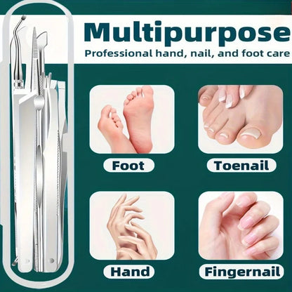 10pcs Stainless Steel Toenail And Cuticle Removal Kit Odorless Pedicure And Manicure Set,No Power Required,Portable Storage Case