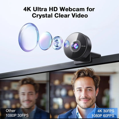 EMEET C950 Webbkamera 4K/1080p 60fps med Brusreducerande Mikrofon – USB Webcam för Möten & Streaming