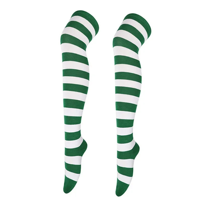 Dam Lolita Overknee Strumpor – Randiga Thigh High Cosplay, 25 Färgkombinationer One Size