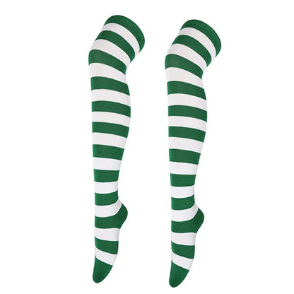 Dam Lolita Overknee Strumpor – Randiga Thigh High Cosplay, 25 Färgkombinationer One Size