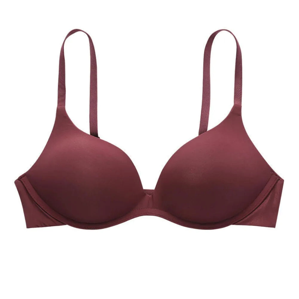 Solid Color Adjustable Push Up Bra Anti-sagging Shockproof Seamless Underwear Lingerie Wireless Deep V Bra Women