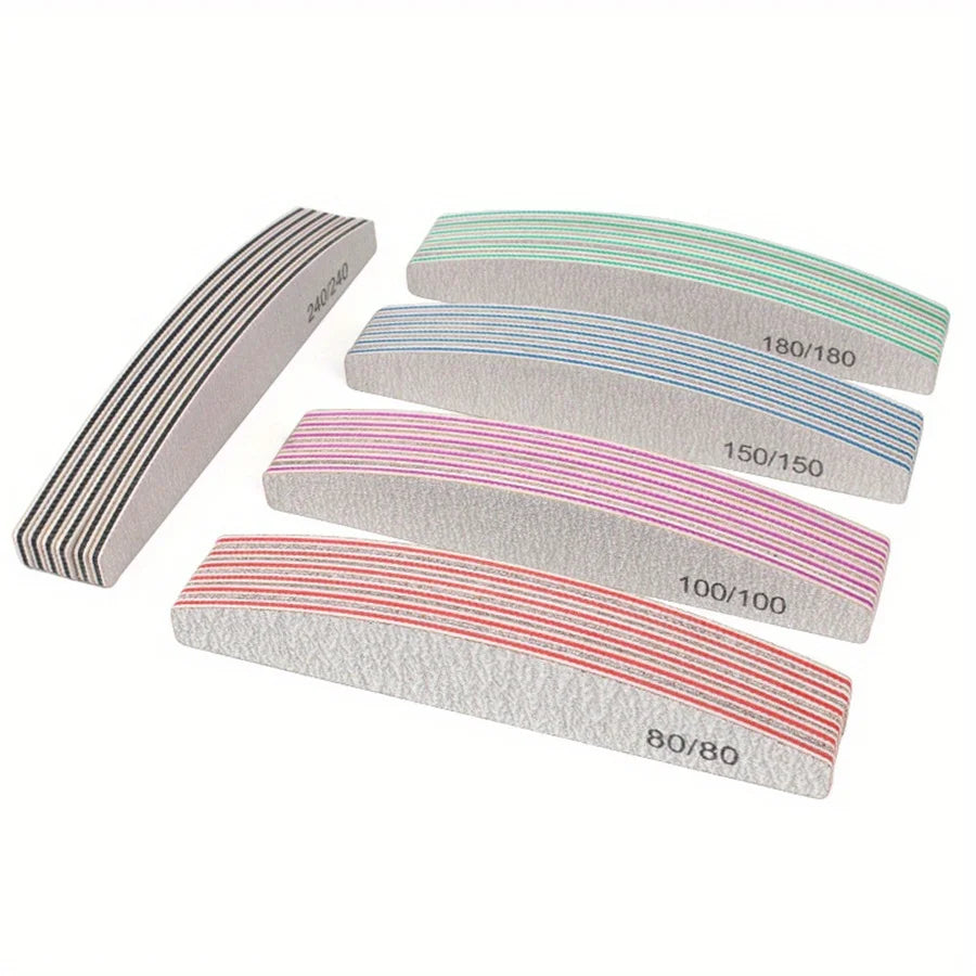1/3/5/10Pcs Professional Nail File 80/100/150/180/240 Sandpaper Strong Thick Sanding Half Moon Lime nail accessories and Tools