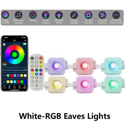 Permanenta RGB Takfots-LED – IP67, Bluetooth-app & Fjärr, Svart/Vit, 5–90M, EU/US-kontakt