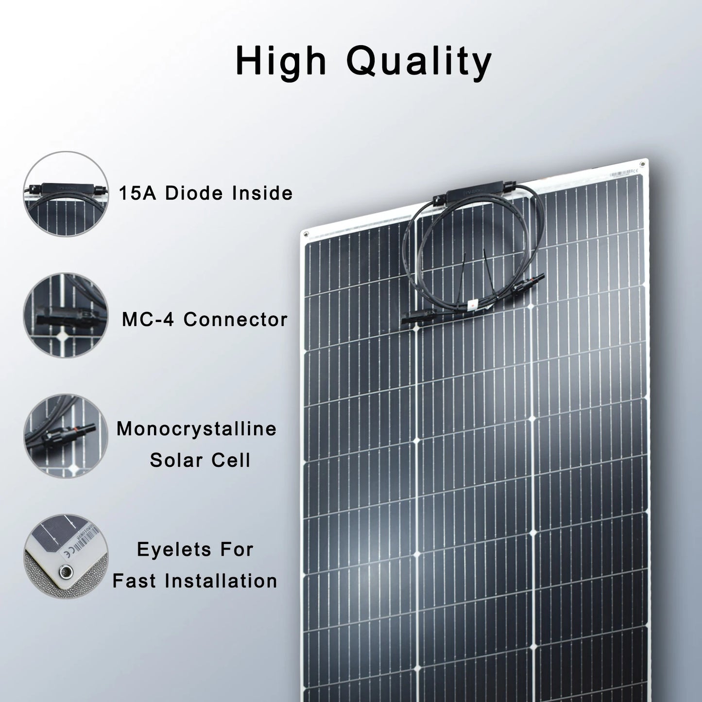 250W(2Pcs 125W)Flexible Solar Panel 18V Portable Pv Panel Monocrystalline Solar Cell 12V Battery Charge,Outdoors,Rv,Boat,Camping