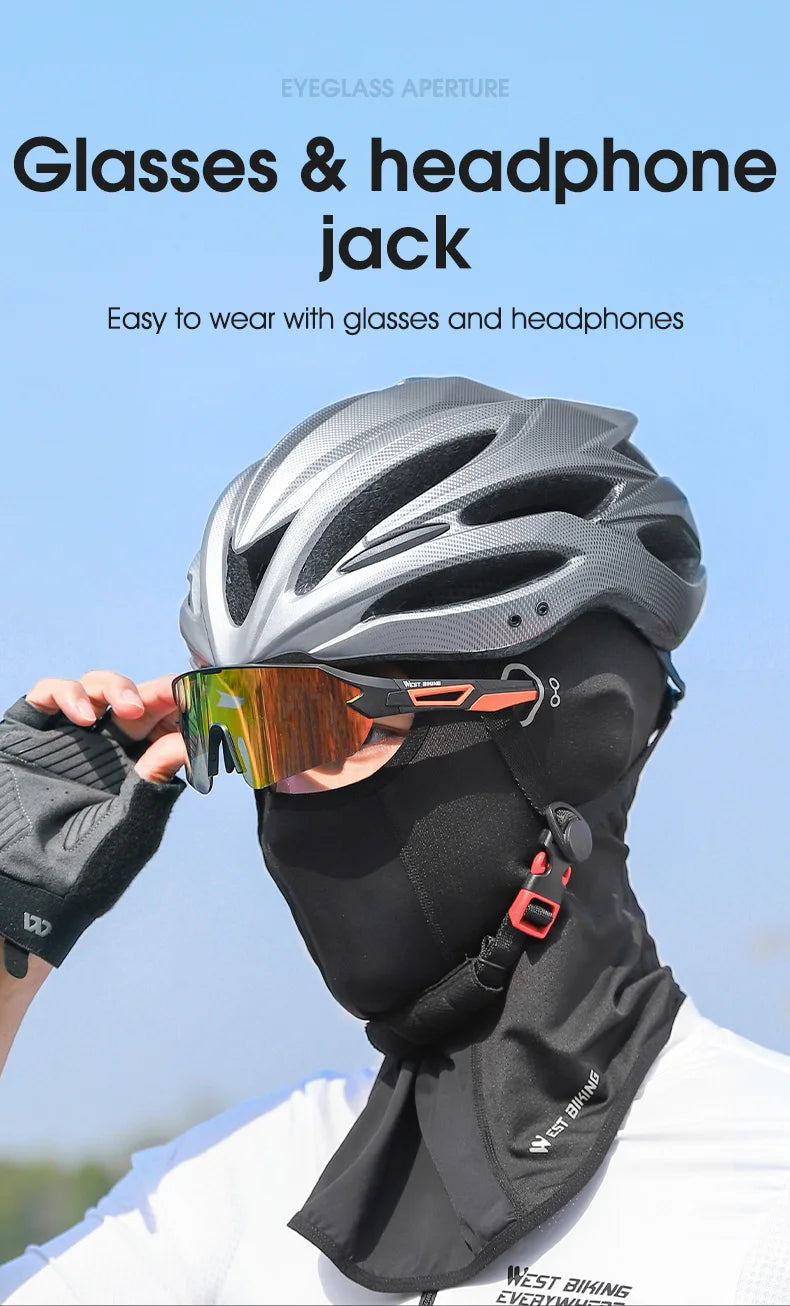 WEST BIKING Cool Men's Hat Summer Anti-UV Full Face Cover Motorcycle Balaclava Ice Silk Breathable Bike Helmet Mask Cycling Caps
