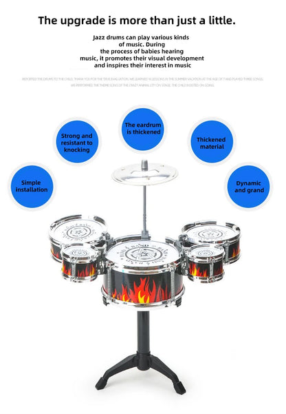 Drum Sets for Children Beginners Children's Toys Dynamic Jazz Drums for Western Percussion Instrument
