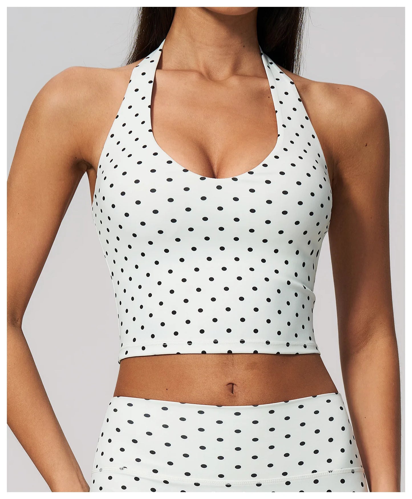 Yoga Bra Women Sports Underwear Fitness Crop Top Polka Dot Yoga Vest Deep V Backless Sports Vest Female Workout Shockproof Tops