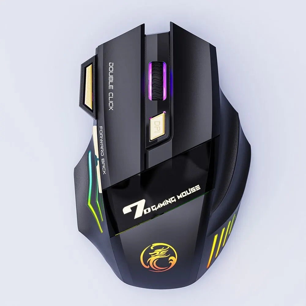 IMICE GW-X7 Wireless Gaming Mouse, 3200DPI Dual-Mode, 7 Programmable Keys, RGB Backlit Rechargeable